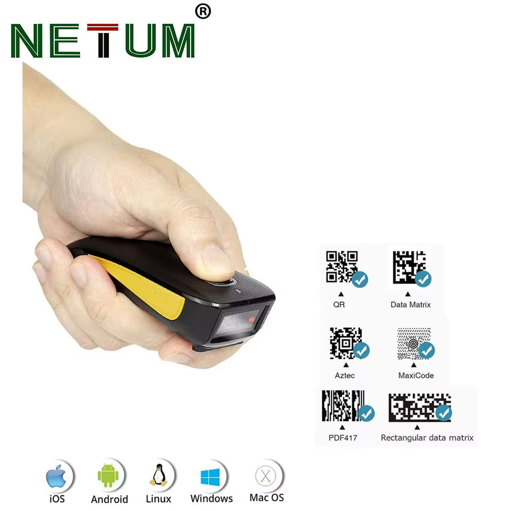 Industrial Laser Beam - NETUM C750 Bluetooth 2D barcodescanner, 3-in-1