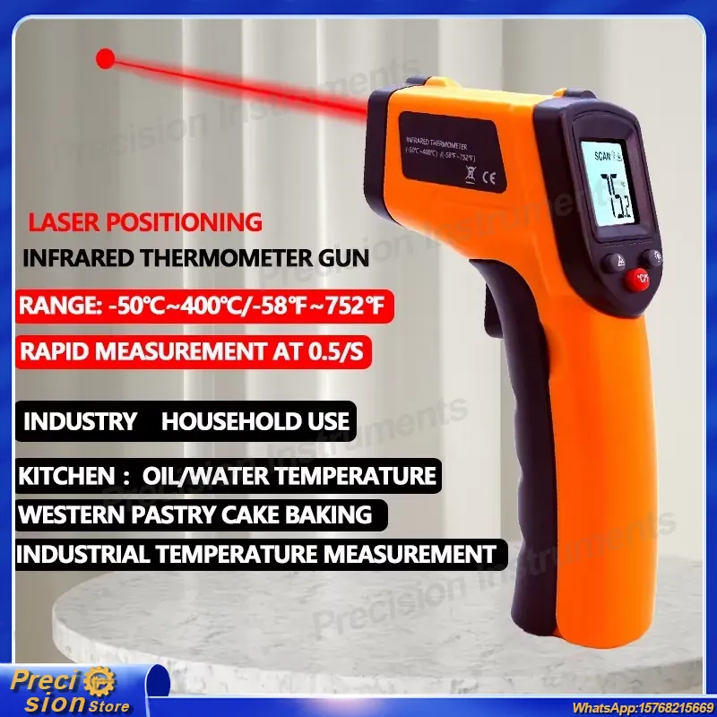 Industrial Handheld Laser - Infraroodthermometerpistool Contactloze lasertemperatuurmeter Handheld digitale pyrometer